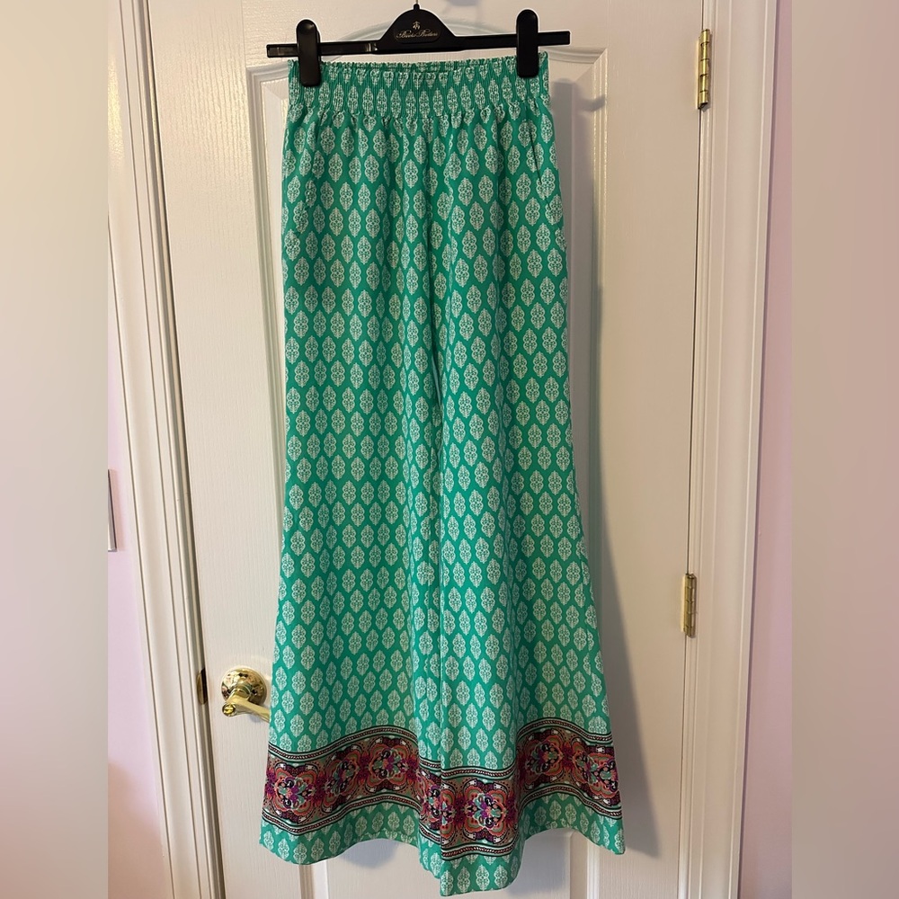 Sady & Lu Teal and Multicolor Women's flowy pants